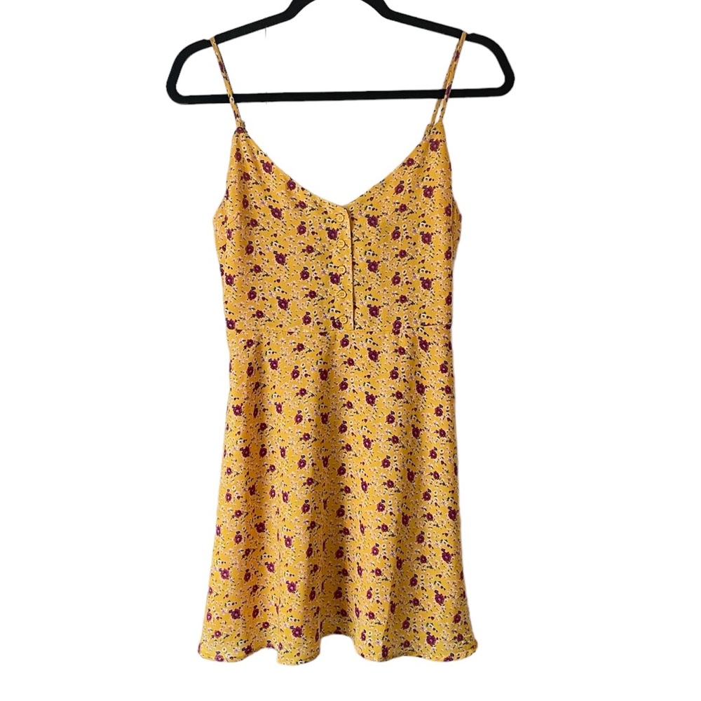 Forever 21 yellow floral sleeveless mini sundress size small